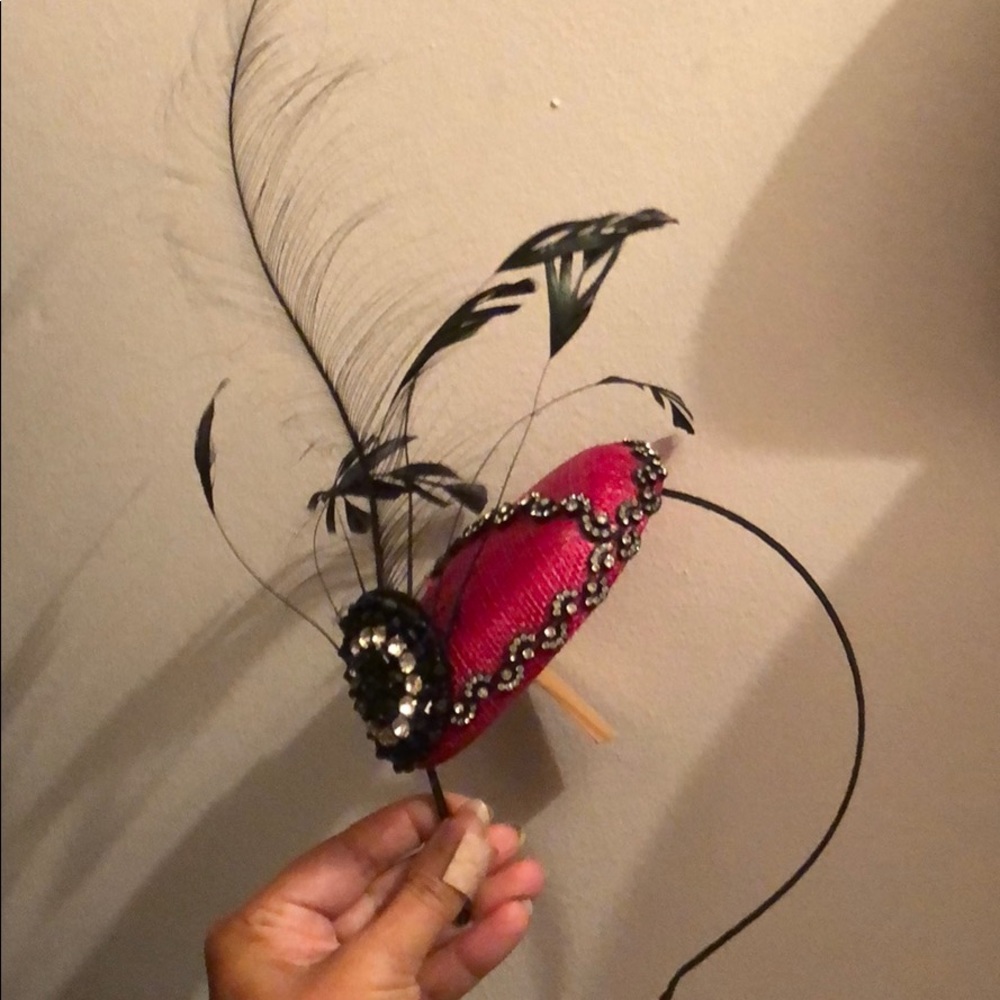 Maroon and Black Fascinator